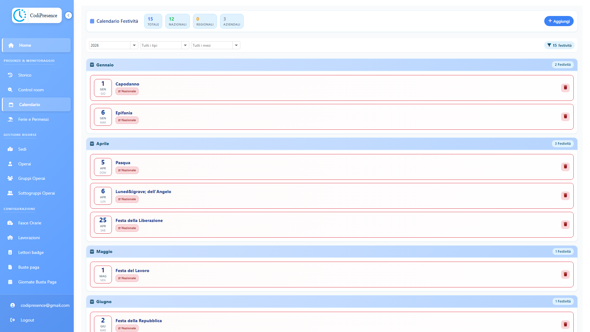 Calendario Festivita